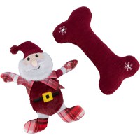 TRIXIE Christmas Set Os & Mos Craciun, jucărie de pluș câini XS-XL, cu sunet, pluș, roșu, 30cm - 1