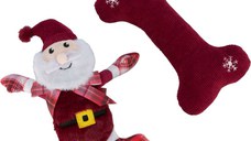 TRIXIE Christmas Set Os & Mos Craciun, jucărie de pluș câini XS-XL, cu sunet, pluș, roșu, 30cm