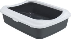 TRIXIE Classic Litter Box pentru Pisici cu Rama, Alb si Gri, Dimensiuni 37x15x48 cm