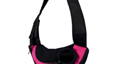 TRIXIE Sling, geantă transport câini și pisici, XS(max. 5kg), poliester, deschidere superioară, cu curea de umăr, roz și negru, 50 x 25 x 18 cm