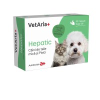 VETARIA+ Hepatic caini de talie mica, supliment sistem hepatic câini, Pui, capsule VETARIA+ Hepatic caini de talie mica, XS-S, supliment sistem hepatic câini și pisici, Pui, cutie, 30 capsule - 1