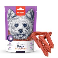 WANPY Sausages, XS-M, Rață, punguță recompense câini, 100g - 1
