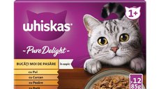 WHISKAS Pure Delight Pasăre, Hrană Umedă pentru Pisici în Aspic, Multipack 85g x 12