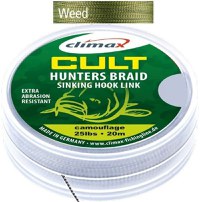 Fir Textil Climax Cult Huntersbraid Sinking Hooklink Weed Green, 20m (Rezistenta: 30 lbs) - 7