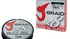 Fir textil J-BRAID X8 verde 300m de la Daiwa (Diametru: 0.20 mm)