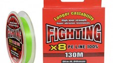 Fir textil Pokee Fighting Braid X8 PE, lime green, 130 m, diametru 0.17 mm