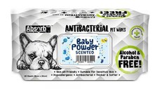 Absorb Plus, Antibacterian Pet Wipes Baby Powder, 80 buc