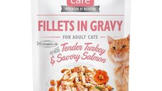 Brit Care Cat Fillets in Gravy With Tender Turkey and Savory Salmon, 85 g