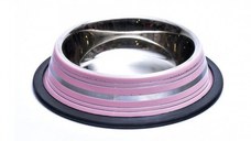 Castron antiderapant din inox, Enjoy, roz, 0.25 L