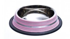 Castron antiderapant din inox, Enjoy, roz, 0.25 L