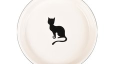 Castron din Ceramica pentru Pisici, Flamingo Nala Alb-Negru, 15 cm/ 180 ml