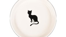 Castron din Ceramica pentru Pisici, Flamingo Nala Alb-Negru, 15 cm/ 180 ml