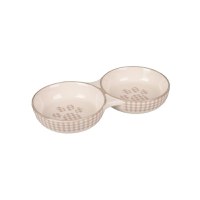 Castron Dublu din Ceramica pentru Pisici, Flamingo Mylo Alb-Crem, 2x11 cm/ 145 ml - 1