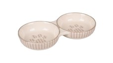 Castron Dublu din Ceramica pentru Pisici, Flamingo Mylo Alb-Crem, 2x11 cm/ 145 ml