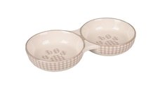 Castron Dublu din Ceramica pentru Pisici, Flamingo Mylo Alb-Crem, 2x11 cm/ 145 ml