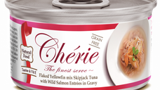 Cherie Adult Cat Grain Free Mix Fulgi de Ton cu Somon Salbatic in Sos, 80 g