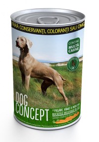 DOG CONCEPT Pasare/ Vanat/ Morcovi, 415 g - 1