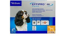 Effipro Duo Dog S 67 mg pipete antiparazitare caini talie mica (2 - 10 kg), 4 pipete