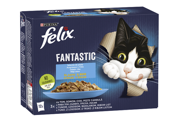 Felix Fantastic Ton, Somon, Cod, Pește Cambulă în Aspic 12x85g