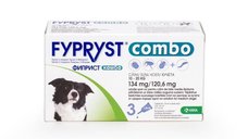 Fypryst Combo Dog M 134 mg, pipete antiparazitare caini talie medie (10 - 20 kg), 3 buc