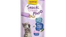 GimCat Snack Cream Plus+ pentru Pisici Junioare, Ton si Zucchini, 6 x 15 g