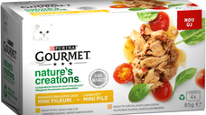 Gourmet Nature's Creations File Multipack, Pui si Curcan, 4 x 85 g