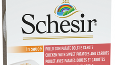 Hrana umeda caini, Schesir Dog Adult Small Chicken with Sweet Potatoes in Sauce, 85 g