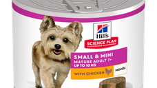 Hrana umeda pentru caini Hill's Science Plan Canine Mature Small & Mini Mousse cu Pui, 200 g