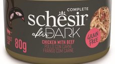 Hrana umeda pisici, Schesir After Dark Cat Wholefood Pui si Vita, 80 g