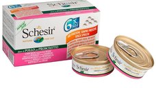 Hrana umeda pisici, Schesir Cat, Pui si Sunca, 6x50 g