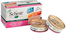 Hrana umeda pisici, Schesir Cat, Pui si Sunca, 6x50 g