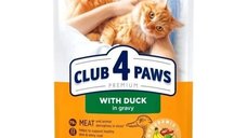 Hrana umeda premium pentru pisici adulte, Club 4 Paws, cu Rata, 85 g