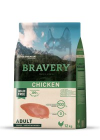 Hrana Uscata Caini, Bravery Dog, Large-Medium Adult, Pui, 12 kg - 1
