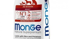 Hrana uscata caini, Monge Natural Superpremium Adult All Breeds, Miel & Orez, 12 kg