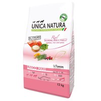 Hrana Uscata Natura Unica Caini Talie Mare cu Somon, Orez Si Mazare, 12 kg - 1