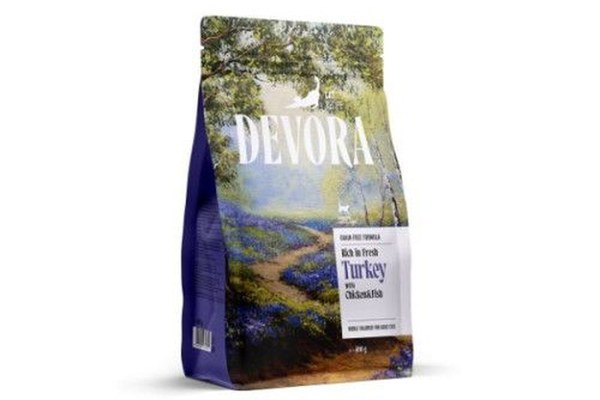 Hrana uscata pisici, Devora Cat Sterilized Grain Free, Carne Alba & Cartofi Dulci, 400 g