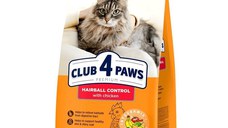 Hrana uscata premium pisici, Club 4 Paws Cat Hairball, Pui, 2 kg