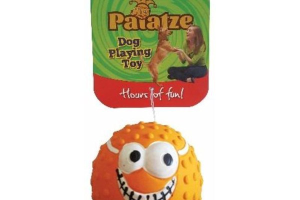 Jucarie Paiatze Dog Smile Face Latex, portocalie, 7 cm
