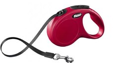 Lesa retractabila cu banda, Flexi New Classic, XS 3 m rosie