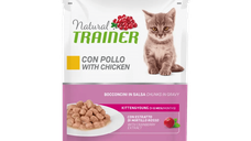 Natural Trainer, Hrana Super Premium pentru Pisoi si Pisici Gestante cu Pui in Sos, 85 g