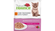 Natural Trainer, Kitten & Young cu Bucati de Curcan in Sos, 85 g