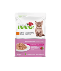 Natural Trainer, Kitten & Young cu Bucati de Curcan in Sos, 85 g - 1