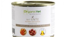 OrganicVet Feline Sensitive, rata, morcovi si ulei de somon, 200 g