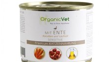OrganicVet Feline Sensitive, rata, morcovi si ulei de somon, 200 g