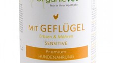 OrganicVet Sensitive, pasari de curte, mazare si morcov, 400 g