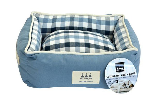 Pat caini si pisici, Aria Marchese Scacchi Bleu/ Cadril, L 86x61x23 cm