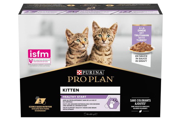PURINA PRO PLAN KITTEN NUTRISAVOUR, cu Curcan, 10 x 85 g