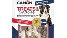 Recompense pentru caini, Camon, in forma de Os, cu Amidon si Piele de Cod, 80 g