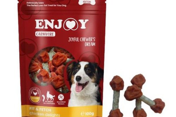 Recompense pentru caini Enjoy Carnivore Fit Fetch Delights cu pui, 100 g