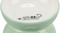 Trixie, castron ceramic ridicat ergonomic, verde, 0.15 L/ 13 cm